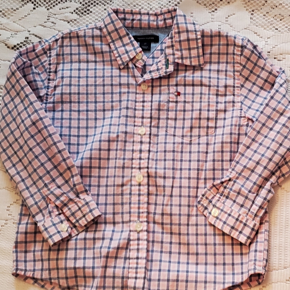 Tommy Hilfiger boys button down, pink/blue